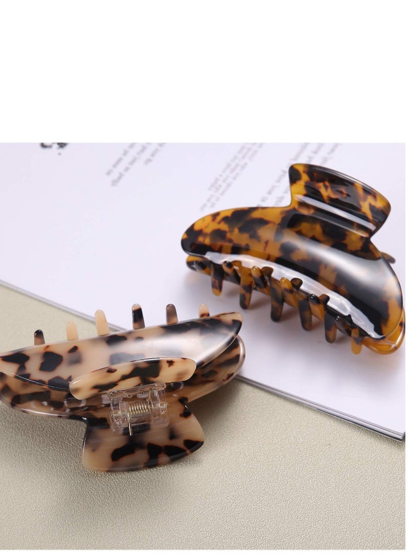 Fsmiling - 2 Pack Big Hair Claw Clips Tortoise Shell Nonslip Large Claw Clip For Women Celluloid Leopard Print Jaw Clips For Thick Hair - Image 1