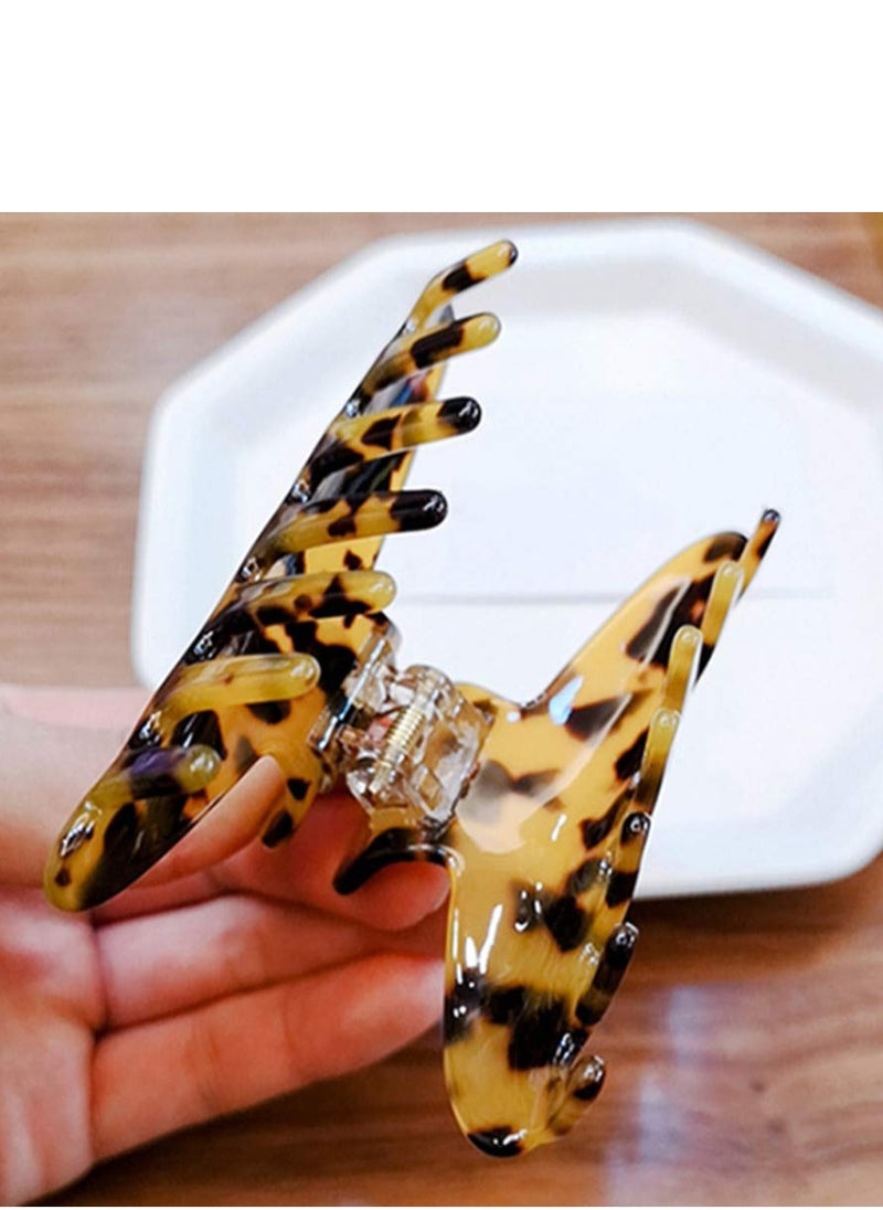 Fsmiling - 2 Pack Big Hair Claw Clips Tortoise Shell Nonslip Large Claw Clip For Women Celluloid Leopard Print Jaw Clips For Thick Hair - Image 1