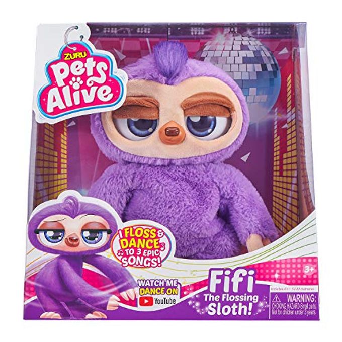 Pets Alive Fifi the Flossing Sloth Purple 11" Interactive Animal Dancing Robotic Plush Toy with 3 Songs, Floss Dance, Adorable Gift, Party Plush Toy Kids Ages 3+ - Image 1
