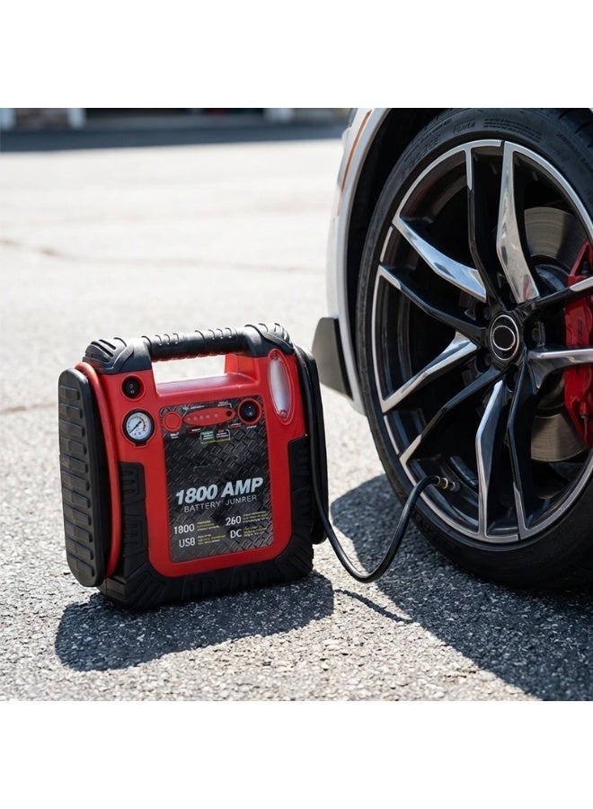 Car Battery Jump Starter 1800 AMP 12V – High Power Emergency Jumper with Air Compressor, USB & DC Output, Portable Booster for Cars, SUV, Truck - Image 3
