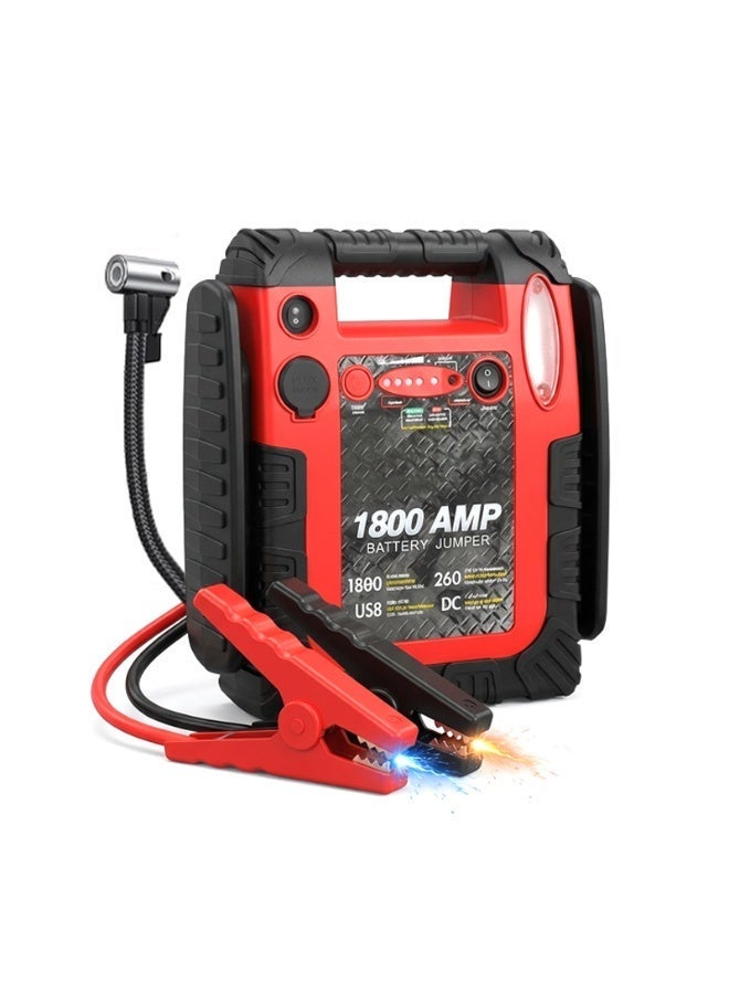 Car Battery Jump Starter 1800 AMP 12V – High Power Emergency Jumper with Air Compressor, USB & DC Output, Portable Booster for Cars, SUV, Truck - Image 1