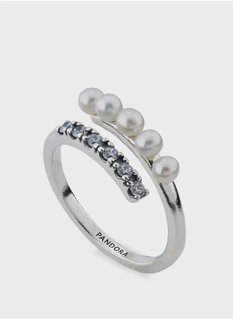 PANDORA Treated Freshwater Cultured Pearls & Pavé Open Ring