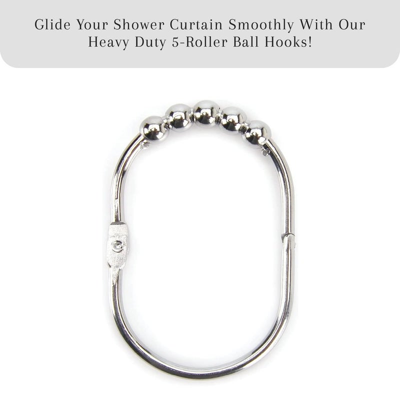 2 Lb. Depot Shower Curtain Ring - Set of 12 Easy Glide Rollers with Polished Chrome Finish - Stainless Steel Shower Hooks for Straight and Curved Rods - Decorative and Durable for Any Bathroom - Image 2