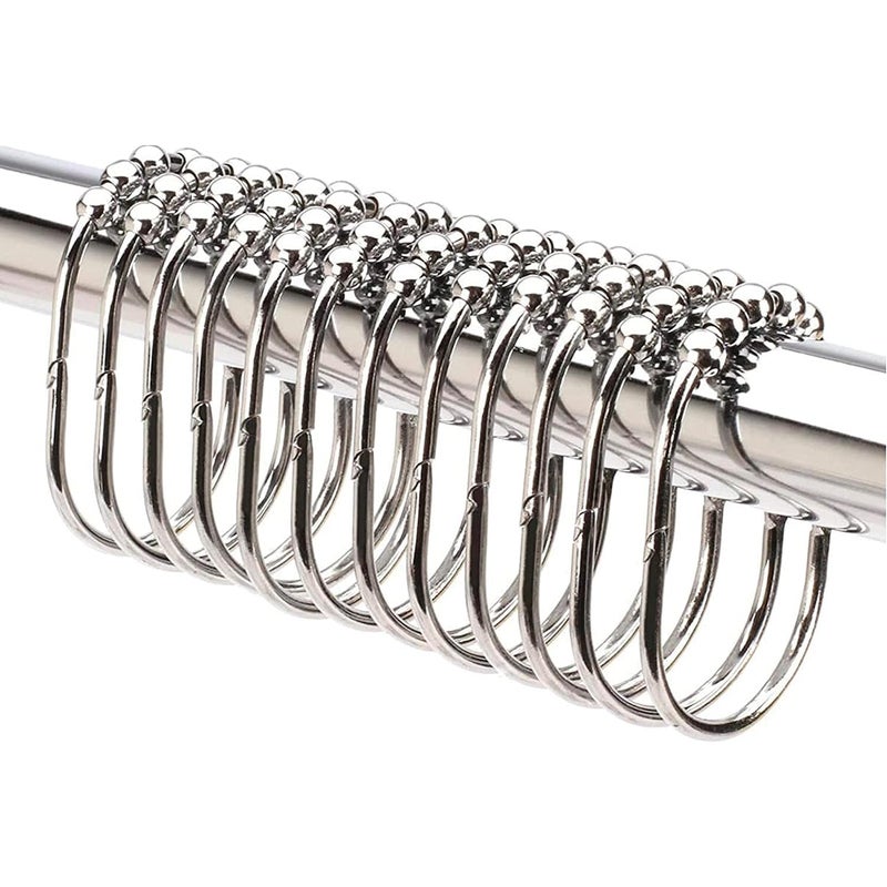 2 Lb. Depot Shower Curtain Ring - Set of 12 Easy Glide Rollers with Polished Chrome Finish - Stainless Steel Shower Hooks for Straight and Curved Rods - Decorative and Durable for Any Bathroom - Image 1