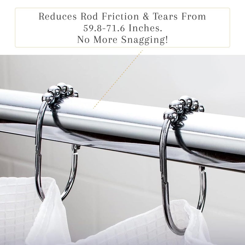 2 Lb. Depot Shower Curtain Ring - Set of 12 Easy Glide Rollers with Polished Chrome Finish - Stainless Steel Shower Hooks for Straight and Curved Rods - Decorative and Durable for Any Bathroom - Image 3