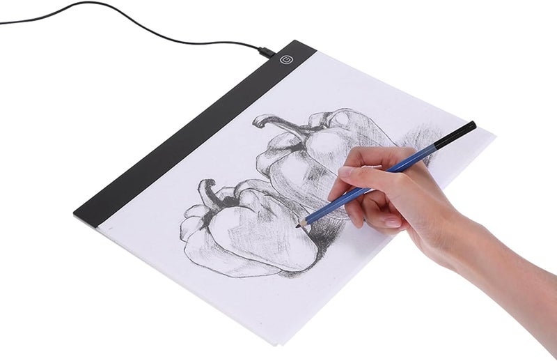 تصميم واجهة USB، لوح أكريليكي عالي النفاذية للضوء، مصباح LED مزدوج، لوح رسم قابل لضبط السطوع على 3 مستويات مع مصابيح LED للاستخدام في القص، رسومات ثنائية الأبعاد (1) - Image 5