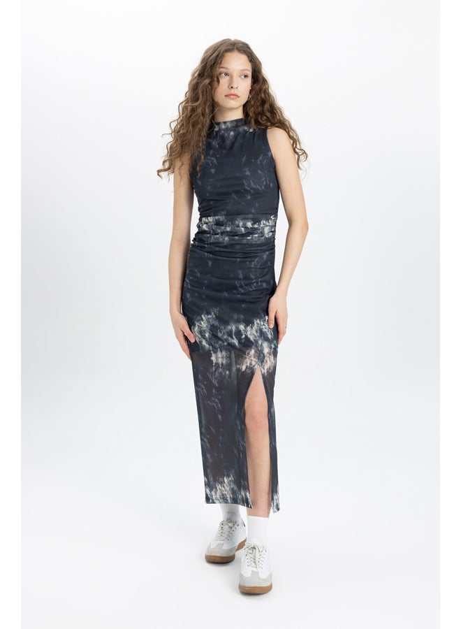DeFacto Woman Bodycon Stand- Up Collar Short Sleeve Knitted Dress  - Image 3