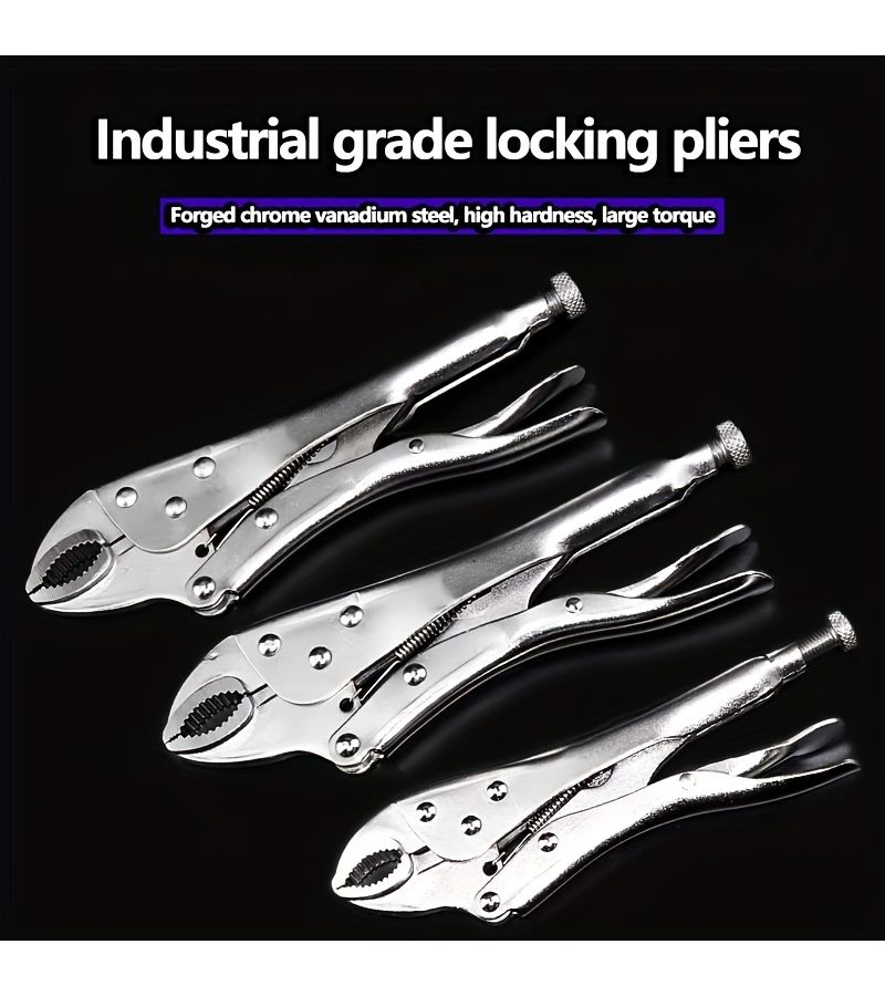 3pcs Heavy Duty Quick Locking Pliers Set 5 7 10 Inch Labor Saving Pipe Household Repair Tool - Image 2