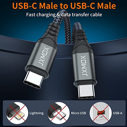 JXMOX USB C to USB C Cable (2 Pack 3.3ft), 60W (3A) Type C Fast Charging Cord Charger Compatible with iPhone 17 16 15 Pro Max, MacBook, iPad Pro Air 4, Samsung Galaxy S25 S24 S23 S22 S21 Ultra (Grey) - Image 2