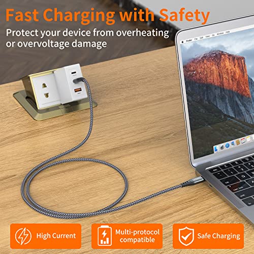 JXMOX USB C to USB C Cable (2 Pack 3.3ft), 60W (3A) Type C Fast Charging Cord Charger Compatible with iPhone 17 16 15 Pro Max, MacBook, iPad Pro Air 4, Samsung Galaxy S25 S24 S23 S22 S21 Ultra (Grey) - Image 4