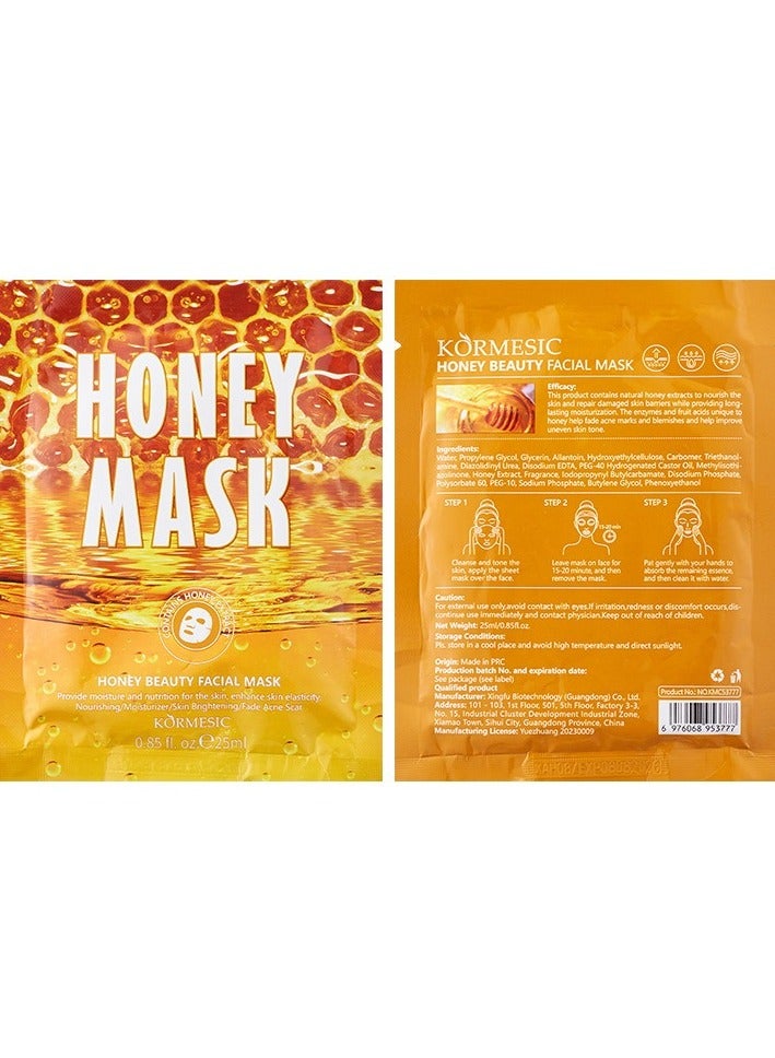 Kormesic Honey Face Mask 5 Pieces, 25ml Each - Deep Hydration, Repairing, Soothing, Suitable for Daily Use - Image 1