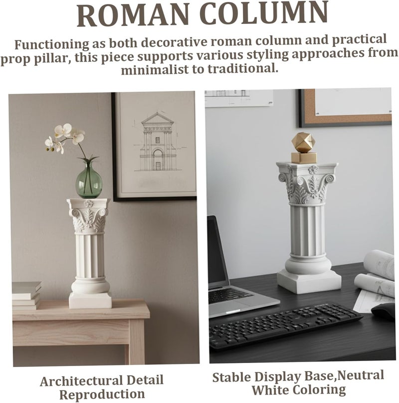 Roman Column Resin Decor 13.6 Inch, Classic White Pedestal for Home Display, Roman Style Pillar Sculpture Large - Image 5