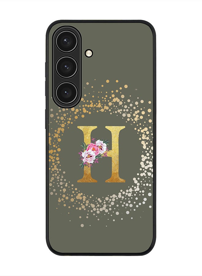 Stylizedd For Samsung Galaxy S25 5G Case,Slim fit Camera Protection, Shockproof Thin Phone cover  - Custom Monogram Floral - H  (Olive Green ) - Image 1