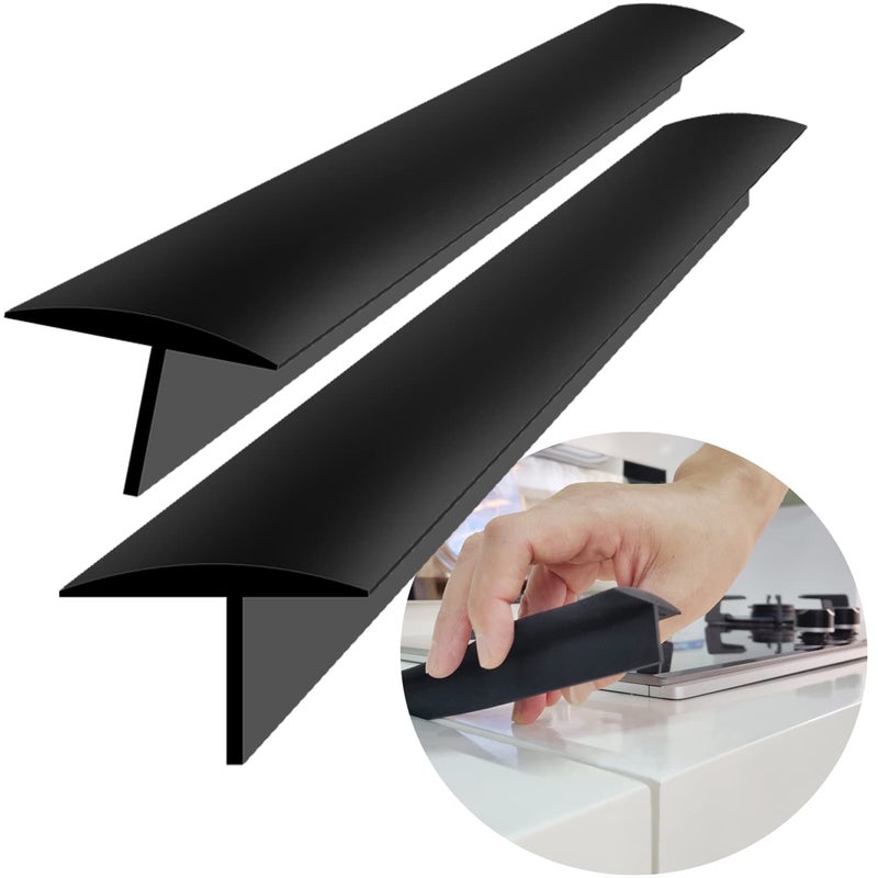 Stove Counter Gap Cover Extra Long 30 Silicone Kitchen Gap Filler for 325mm Gap 45 Deep Insert Tab One Size Fit 2125 CountertopSet of 2 Black