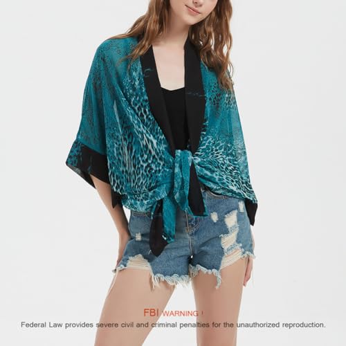 Max Hsuan Women's Loose Print Sheer Chiffon Kimono Beach Swim Cover up Cardigan Capes Blouse Tops - Image 2