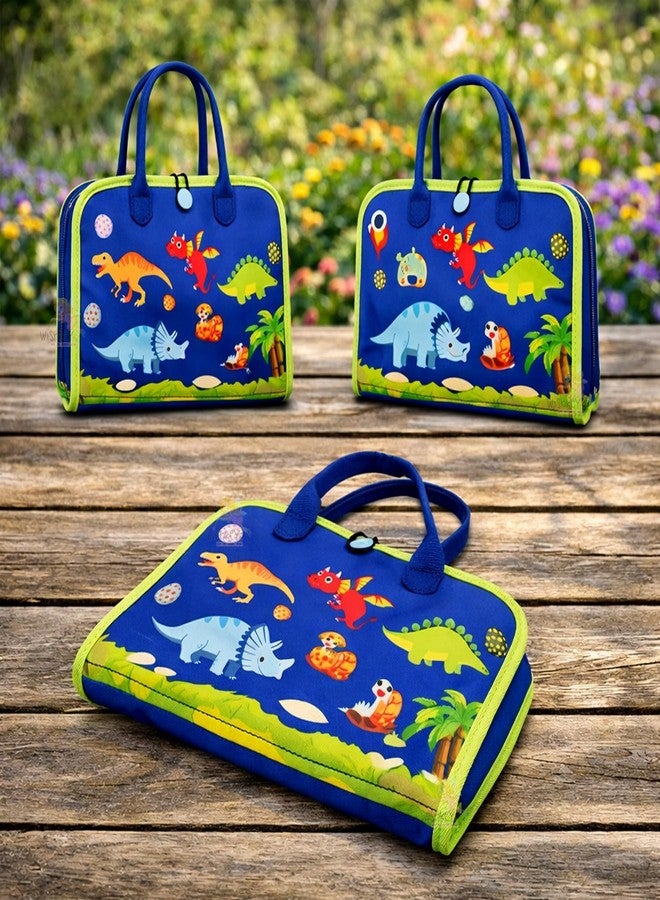 Wishkey Busy Board Activity Binder for Toddlers Montessori Sensory Educational Toy with 19 Motor Skill Activities Dinosaur Felt Busy Book for Kids Ages 1-4 Travel Learning Toy Gift Blue - Image 4