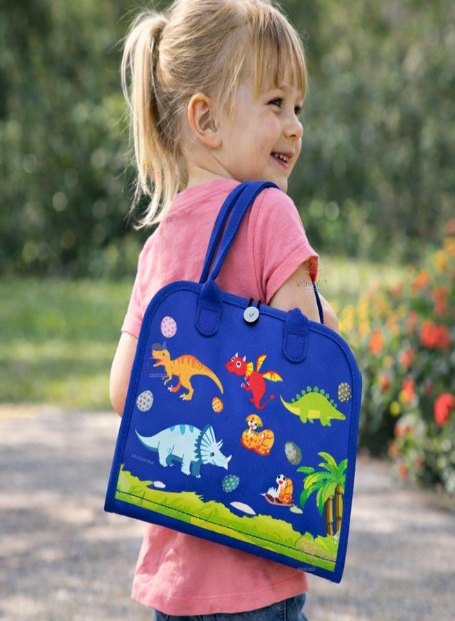 Wishkey Busy Board Activity Binder for Toddlers Montessori Sensory Educational Toy with 19 Motor Skill Activities Dinosaur Felt Busy Book for Kids Ages 1-4 Travel Learning Toy Gift Blue - Image 5