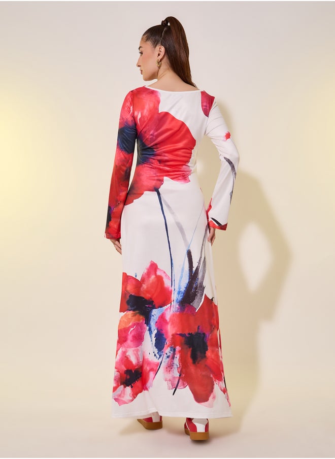 Take Two Floral Print Long Sleeves A-Line Maxi Dress  - Image 5