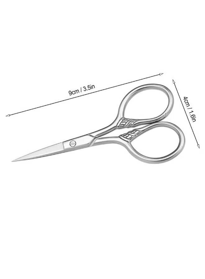 مقص دقيق صغير، مقاس 3.5 بوصة، من الفولاذ المقاوم للصدأ، متعدد الاستخدامات، طقم عناية تجميل عتيق، لشعر الوجه والحواجب والرموش واللحية والشارب، مع غلاف من البولي يوريثان. - Image 2