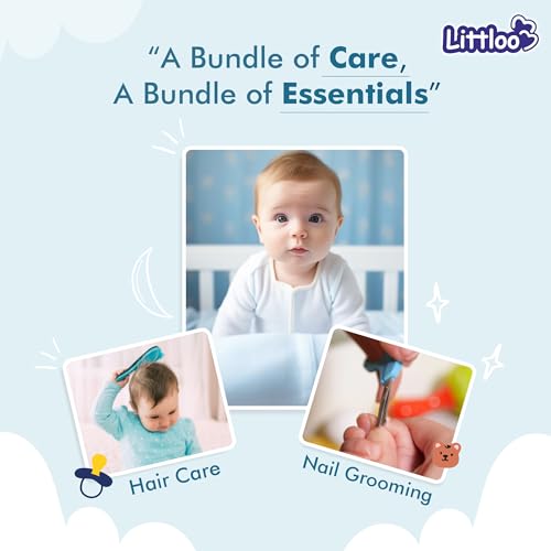 Littloo All in 1 Baby Care Kit for Your Little One! | Hair Brush, Comb, Nail Clipper, Scissors, and Nail Filer - Blue - Image 2