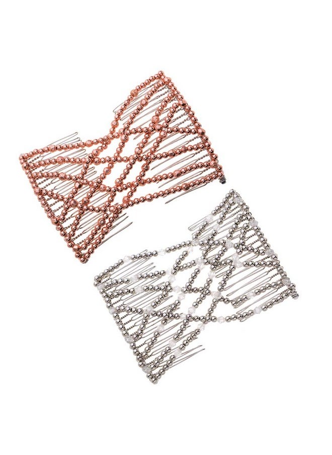 Ruihfas - 2 Pcs Magic Beading Easy Stretching Hair Combs Double Clips Hair Styling Accessories For Women Girls Hair Beauty - Image 1