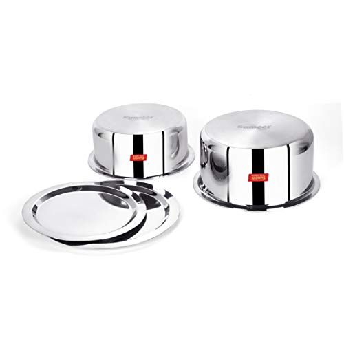 Sumeet Cook Smart Stainless Steel TriPly Steel-Aluminium-Steel - 3 Layers Tope Set of 2Pcs with Lid - No. 14 (1.1 Liter, 14Cm), No. 16 (1.6 Liter, 16Cm) - Image 5