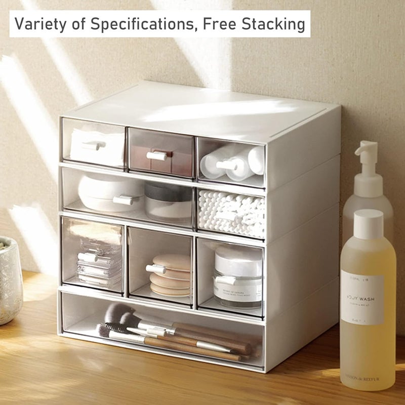 kulusion Desk Drawer Organizer, Stackable Storage Drawers, Compact Plastic Storage Box, Ideal for Office, School, Home, Small Space, Large 3 Drawers (White) - Image 4