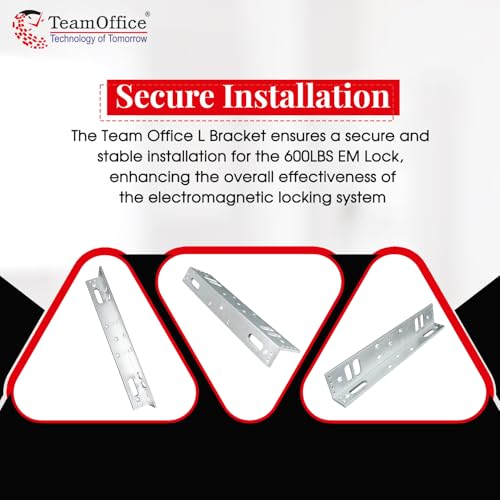 Team Office L Bracket for 600 LBS EM Lock – Aluminum Mounting Bracket for Electromagnetic Door Lock, Compatible with Access Control Systems - Image 5