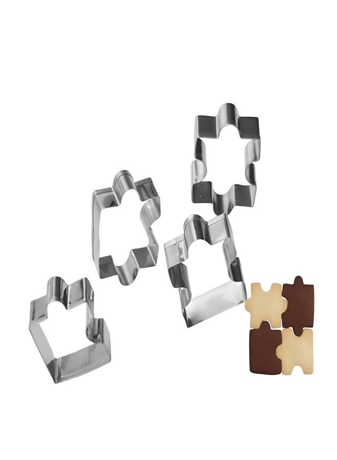 Wetco Puzzle Cookie Cutter Set of 4Pcs, Biscuit Cutters Stainless Steel Set, Puzzle Cutter Fondant Cutters Tool for baking Cookie Baking for Birthday Party Valentine's Day gifts of love - Image 1