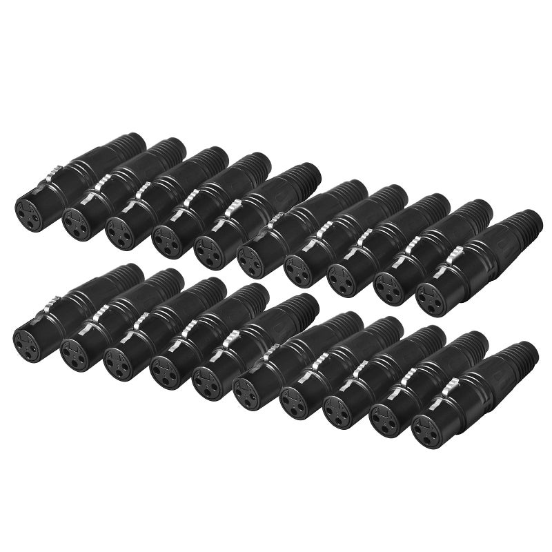eoere 20 Pack DMX 3 Pin XLR Connectors Female Microphone Mic Cable Plug Audio Socket - Image 1