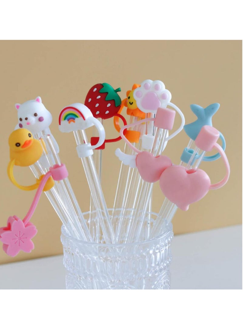 SYOSI Reusable Silicone Straw Tips Cover, 10Pack Silicone Straw Tip Covers Portable Cute Straw Caps Covers Home Kitchen Accessories for 6 to 8 mm Straws - Image 2