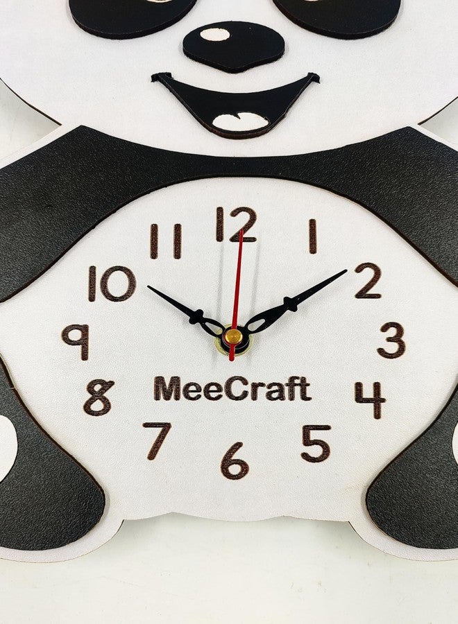 MeeCraft Wooden Panda Wall Clock for Bedroom Decor, Black and White, 25x28 cm - Image 3