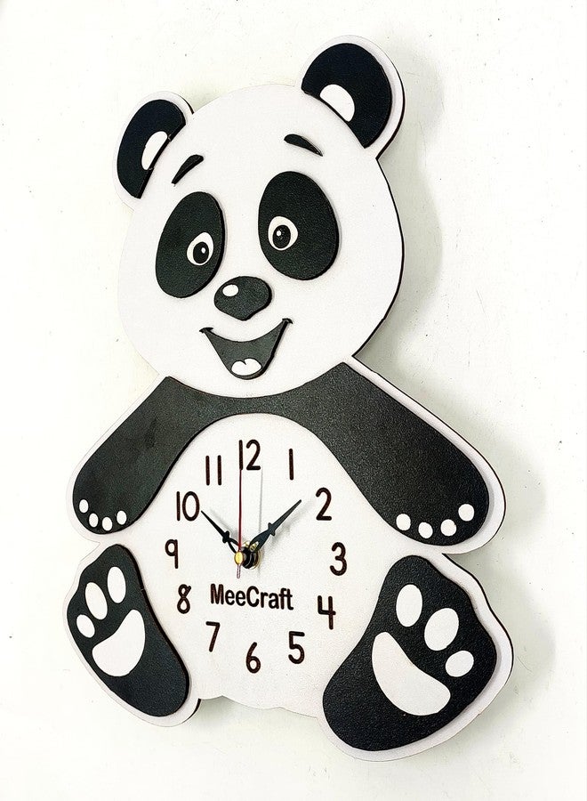 MeeCraft Wooden Panda Wall Clock for Bedroom Decor, Black and White, 25x28 cm - Image 5