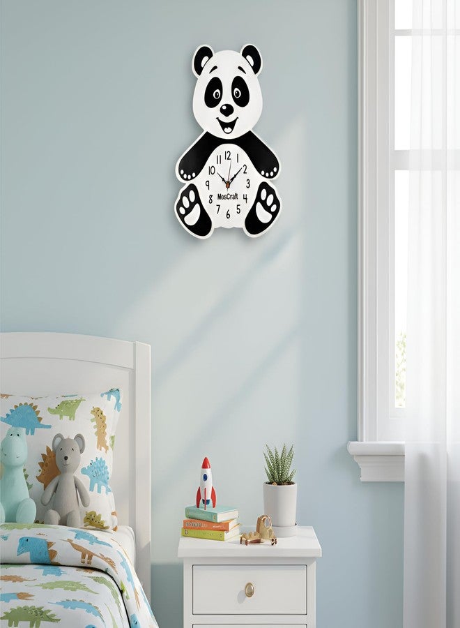 MeeCraft Wooden Panda Wall Clock for Bedroom Decor, Black and White, 25x28 cm - Image 2