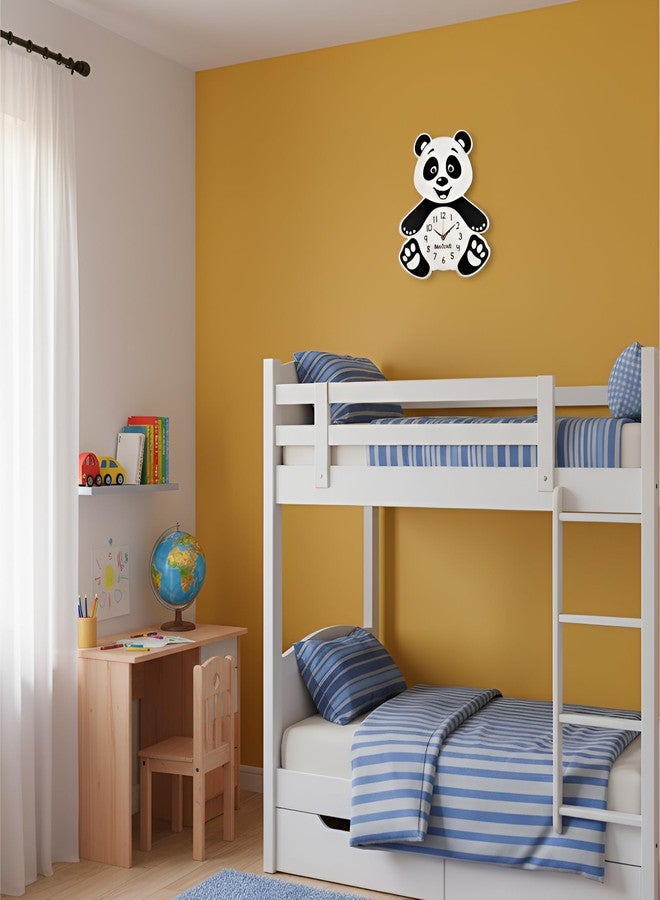 MeeCraft Wooden Panda Wall Clock for Bedroom Decor, Black and White, 25x28 cm - Image 4