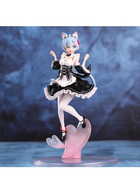 Re's Life In A World From Scratch Rem's Hand-held Cat Ear Maid Second-dimensional Rem Animation Decoration Moulds-Color:Cat-eared Rem 24cm (boxed)