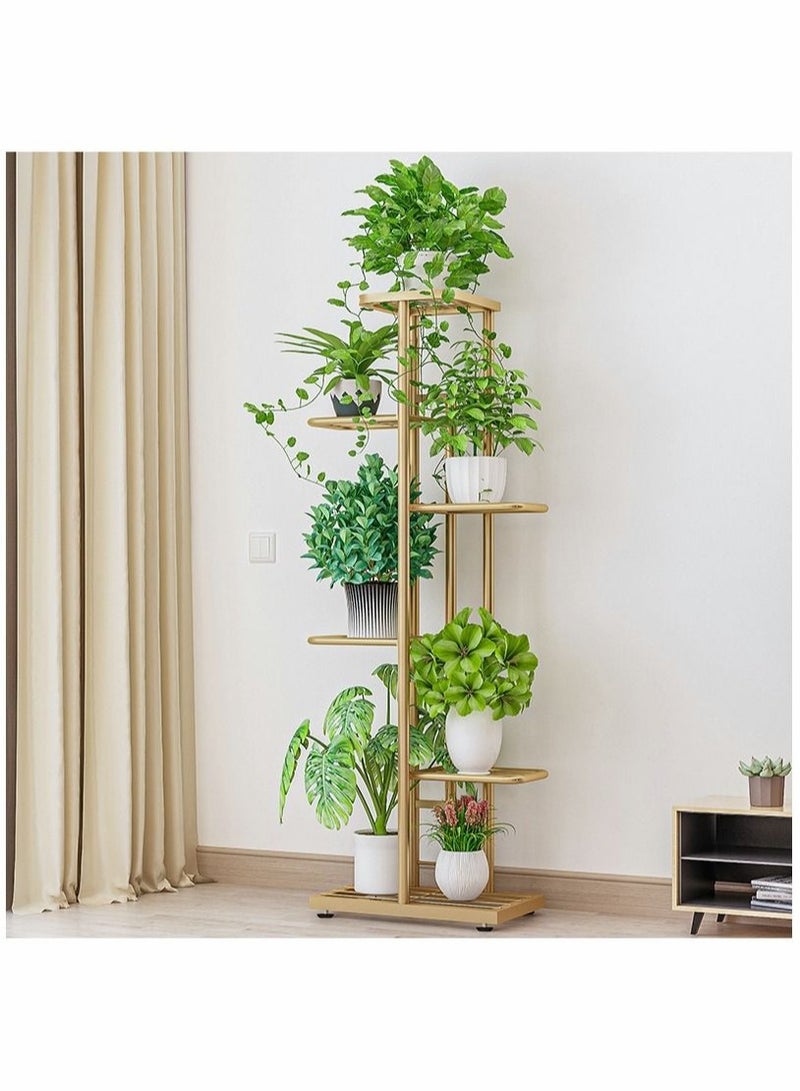 MIXDE Indoor Outdoor Iron Plant Stand Shelf Plant Table Stands Rack for Patio Living Office Room Corner Plant Table Holder Flower Pot Stands Shelves Gold - Image 1