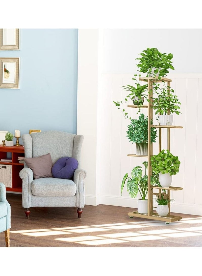 MIXDE Indoor Outdoor Iron Plant Stand Shelf Plant Table Stands Rack for Patio Living Office Room Corner Plant Table Holder Flower Pot Stands Shelves Gold - Image 3