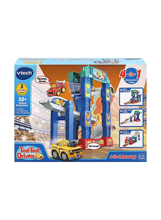 في تك Toot Drivers 4-In-1 Raceway, Toy Car Racing Track For Boys And Girls, Car Tracks For Kids With Lights And Sounds