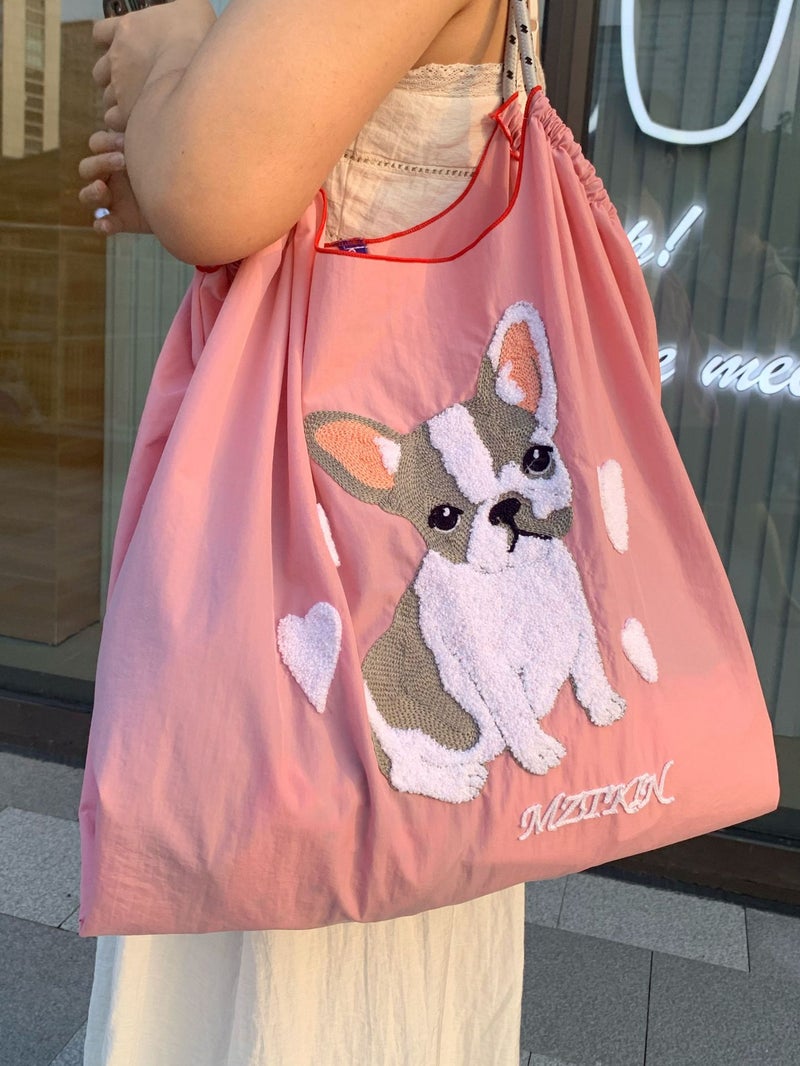 Embroidered Nylon Tote Bag – Medium Capacity Summer Shoulder Bag for Women - Image 2
