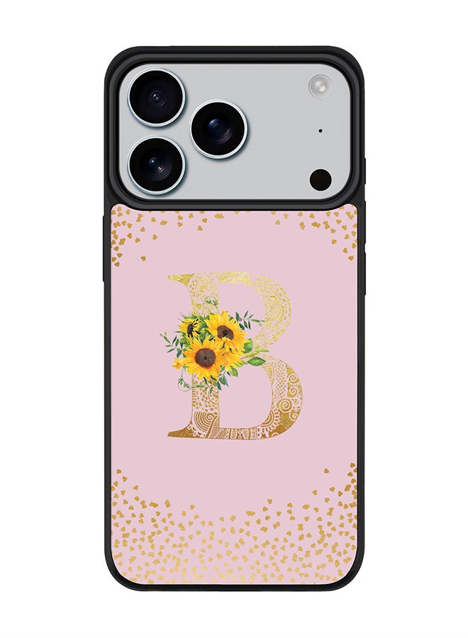 Stylizedd iPhone 17 Pro Case, [Compatible with MagSafe] Slim Magnetic cover Phone Case iPhone 17 Pro -Custom Floral Monogram - B  (Pink ) - Image 1