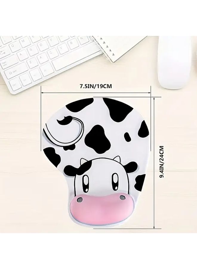 Cute Cow Print Mouse Pad With Pink Horns Non Slip Rubber Base For PC Laptop - Image 2