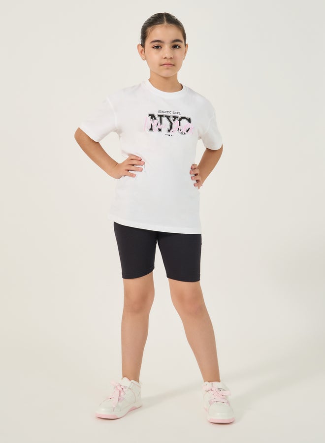 Styli Styli Regular Fit Round Neck T-Shirt and Shorts Set  - Image 2