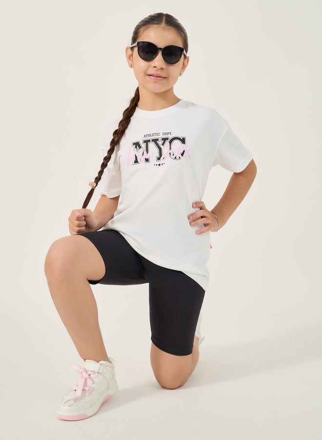 Styli Styli Regular Fit Round Neck T-Shirt and Shorts Set  - Image 1
