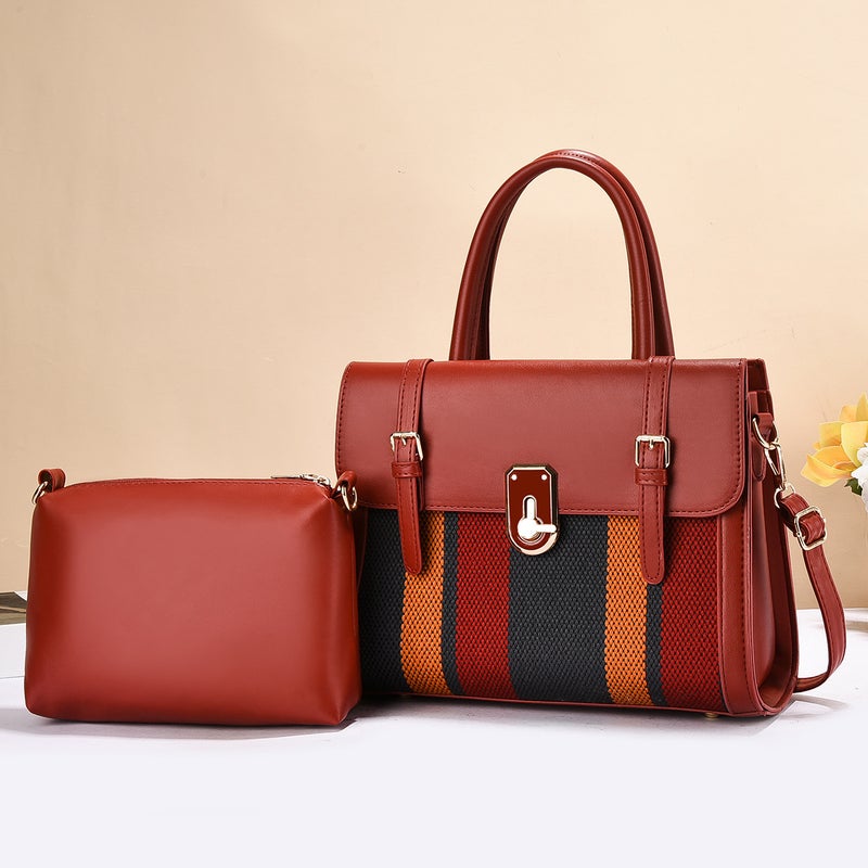 Sale Handbag 2025 Fashion Color-Blocking Simple And Elegant Tote Bag Mother Bag Simple And Stylish Women'S Bag - Image 1