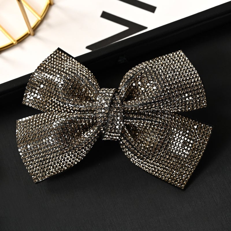Generic Stainless Steel Womens Hair Accessory Transparent gray cross bow spring top clip