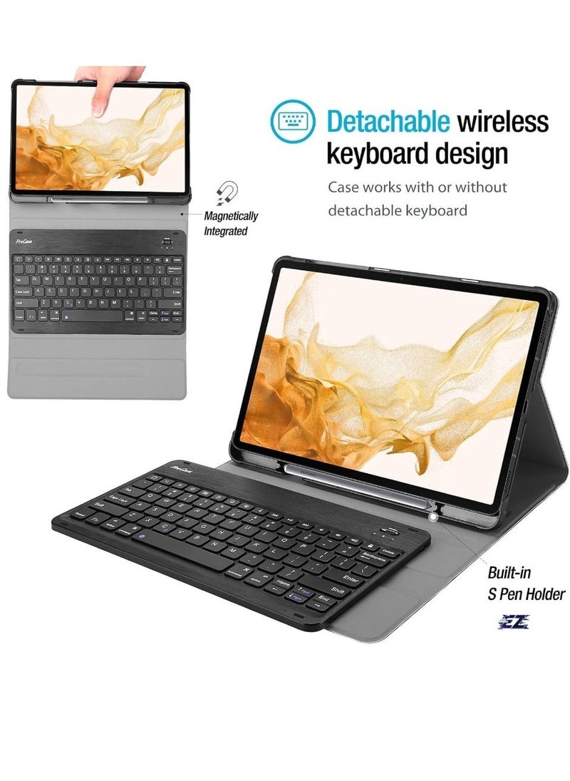 ELTRAZONE Wireless Keyboard Case for Galaxy Tab S8 Plus/S7 FE/S7 Plus 12.4 Inch – Magnetic Detachable, S Pen Holder, Lightweight & Protective (Black) - Image 2