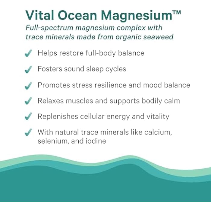 PURE SYNERGY Vital Ocean Magnesium | Organic Magnesium Supplement Capsules | Vegan, Seaweed-Based Complex with Spirulina, Chlorella, & Wakame | for Energy, Sleep, & Stress (60 Capsules) - Image 4