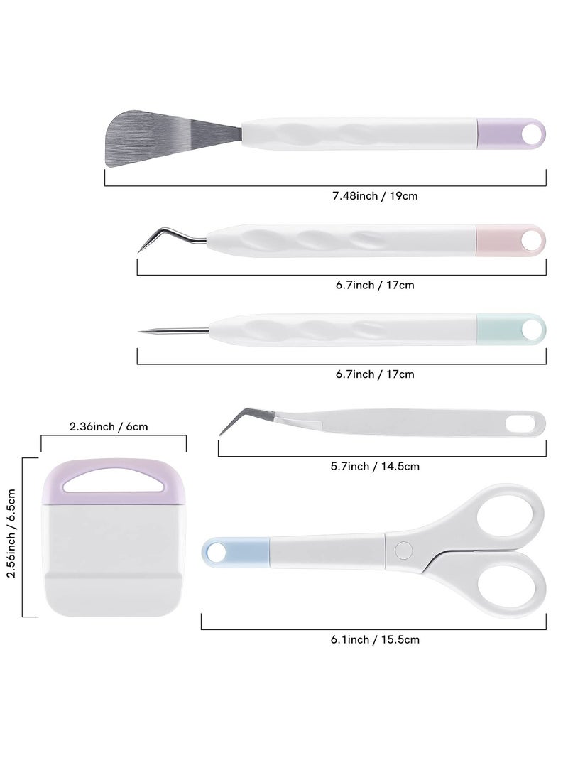 6-Piece Craft Vinyl ing Tool Set - Includes Hook er Scraper Spatula Tweezers and Scissors for Die-Cutting Scrapbooking DIY Projects Silhouette and Embossing Lettering. - Image 5
