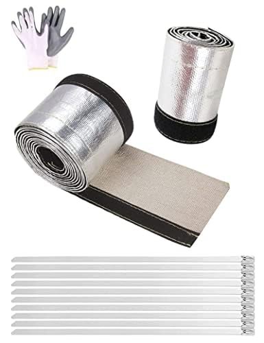 BaiYiQing Wire Heat Shield Heat Shroud Sleeve Heat Shield Automotive Fuel Line Wire Heat Sleeve for Ultimate Heat Protection Hose Wire Sleevingwith 10PCS Stainless Steel Cable Metal Ties 12IDx10FT - Image 1